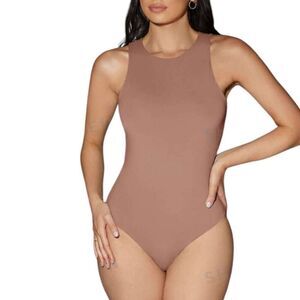 SHEIN BACK TO BASICS TAN BODYSUIT SZ.S NWT